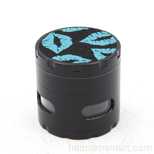 Hexagonal side sticker PU four-layer cigarette grinder